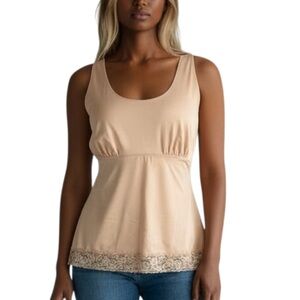 SPANX Shapewear Tank Top 3X‎ Hide & Sleek Lace-Hem Camisole Beige